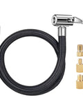 20 Inch Tire Inflator Hose Adapter With Lock On Air Chuck For Presta And Schrader Valves Converting Nuts Included