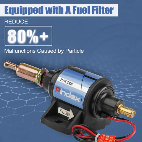 Image of Universal Self Priming Fuel Pump For Cars And Trucks, Four To Seven Psi, Thirty Five GPH, Five Sixteenth Inch Inlet And Outlet, Gasoline Only, Not For E85 Or Ethanol, Electric Fuel Transfer Pump, Easy Install, Reliable Performance with wiring.