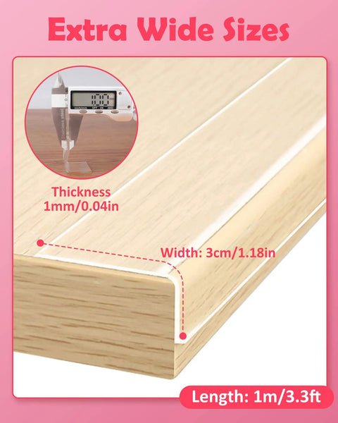 Clear Baby Proofing Edge Protectors And Soft Corner Guards Toddler Ready Furniture Cushion Strips Strong Adhesive Transparent Padding, extra wide, 1m long, 3cm wide, 1mm thick.
