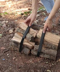 4 Pack Heavy Duty Luggage Tie Straps Featuring Swivel Hog Ring Hooks For Roof Rack Cargo And Truck Bed Hauling Secure Your Gear With Zero Sweat On Long Drives, securing a bundle of firewood.