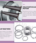Shop Approved Stainless Steel External Circlip Assortment Kit showing snap rings and tweezers for maintenance and repairs.