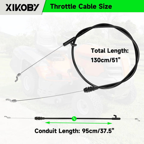 XIKOBY lawn mower throttle cable, 130 cm total length, 95 cm conduit, black