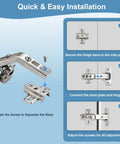 Installation steps for Slick Self Closing Corner Cabinet Hinges For Lazy Susan Doors with adjustable features.