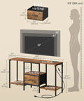 Top Shelf TV Stand And Media Console Fit For Screens Up To 55 Inches Featuring Easy Access Storage Drawers And Open Shelving dimensions and features.