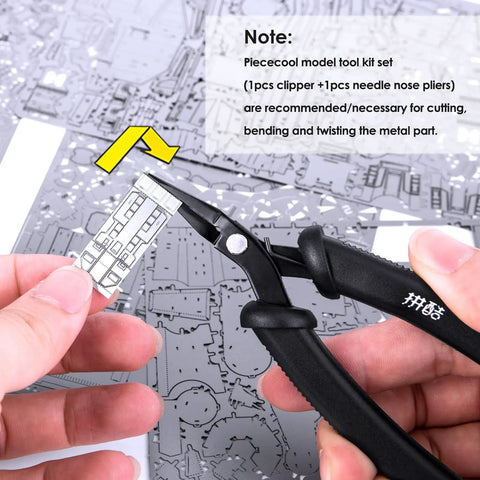 Pro Grade Metal Earth Model Kit Tools Set 2 Piece Clipper And Needle Nose Pliers for metal puzzles, cutting and bending close-up
