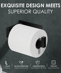 Matte Black Self Adhesive Toilet Paper Holder Wall Mount Rustproof SUS304 Stainless Steel No Drilling Easy Install for Bathroom