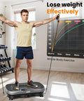 Man exercising on Vibration Plate Fitness Platform For Full Body Workout, Bluetooth Shaker Board in home gym with chart
