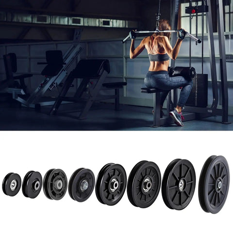 Round Rope Pulley For Gym Equipment Nylon Wire Rope Reel Pulley For Cables And Cable Machines Quiet Low Friction Waterproof Bearing Replacement For Fitness Gear And Garage Door Roller Systems, black nylon pulleys for gym cable machines