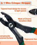 4 In 1 Electricians Pliers With Wire Cutter Crimper Gripper And Stripper 7 Inch Compact Pliers For 12 To 20 AWG Insulated And Non Insulated Wires