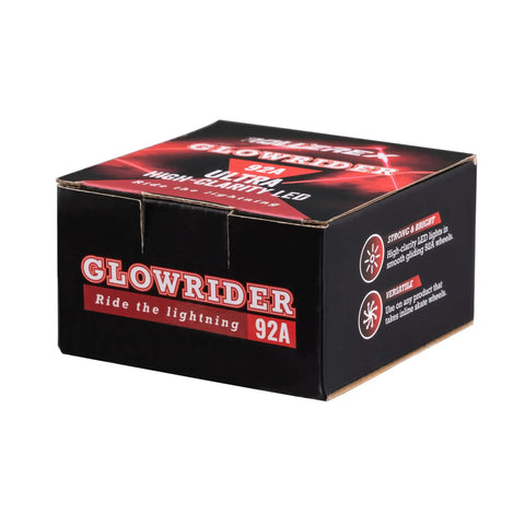 Glowrider 92A Inline Skate Wheels With Magnetic LED Lights And Bearings box packaging, 80mm wheels, Eternal Blue design.