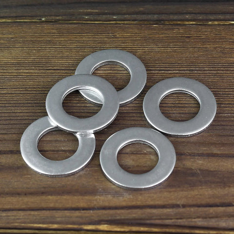 M12 stainless steel fender washers, 304 SS, ID 12mm, OD 24mm, 2mm thick; set of 5