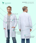 Unisex Lab Coat For Workwear With Roomy Fit That Fits Over Clothes, Comfortable Lab Coat For Science And Medical Settings, Size Large