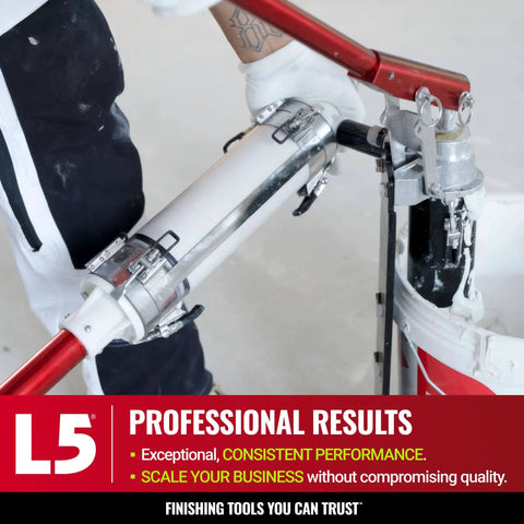 Automatic Drywall Taping And Finishing Tool Set With 10 Inch And 12 Inch Flat Boxes 3 Inch Angle Head MiniShot in use by worker
