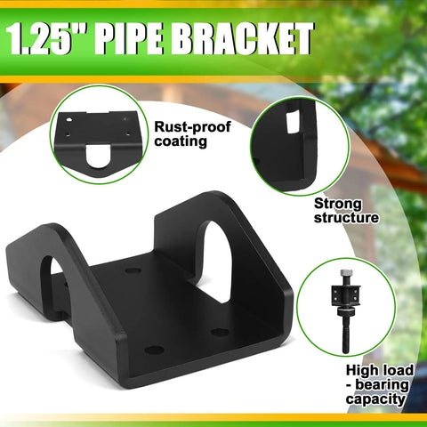 Five Pack Treehouse Brackets For 1.25 Inch Diameter Lag Tabs Heavy Duty Steel Construction For Outdoor Decks, Platforms, And Elevated Terraces With Strong Load Bearing, Weather Resistant And Easy Install black steel 1.25-inch pipe bracket