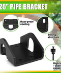 Heavy Duty Treehouse Bracket Set, 4 Pieces For 1.25 Inch Lag Bolts, Strong Steel, Black Powder Coated Finish, Outdoor Deck And Treehouse Construction Hardware For Solid Support. 1.25" pipe bracket