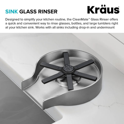 Skip The Scrub Stainless Steel Glass Rinser for Kitchen Sink Attachment, easy to use with five spray jets for rinsing bottles.