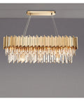 Top Shelf K9 Crystal Pendant Light With Polished Gold Metal Bar And Warm E14 Led Bulbs Perfect For Dining Rooms Or Cafes Quick Mount And Instant Home Glow Up, featuring elegant crystal and gold finish.