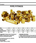 Close-up of brass 1/2 in male x 1/4 in female NPT reducer hex bushings, 2 pcs
