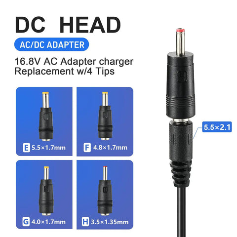 16.8V Massage Gun Charger Replacement For LifePro Sonic Series with 5.5x2.1mm jack and 59 inch cord