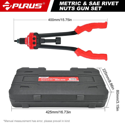 Heavy Duty Rivet Nut Gun Kit With 14 Inch Jaw And 214 Piece Professional Rivnut Tool Set Including 11 Metric Sae Mandrels Plus 200 Premium Rivnuts And Sturdy Storage Case For Auto And Metalworking Jobs, with case