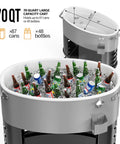 70 Qt Rolling Patio Cooler On Wheels With Bottle Opener And Ice Scoop Portable Ice Chest For Backyard Parties, holds 87 cans