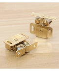 Grab 14 PCS Cabinet Latches For Kitchen Wardrobes! Automatic Spring Catch metal latches in gold finish for cupboard doors.