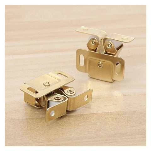 Grab 14 PCS Cabinet Latches For Kitchen Wardrobes! Automatic Spring Catch metal latches in gold finish for cupboard doors.
