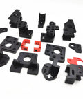 Rock Solid Trident 3D Printer Gantry Parts Kit Slick Aluminum Alloy CNC Machined Hardware Black Red Finish detailed components