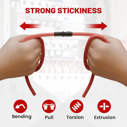Hands flexing cable to demonstrate strength of Adhesive-Lined Heat Shrink Tubing Kit Marine Grade 320 Pieces 3 To 1 Shrink Ratio