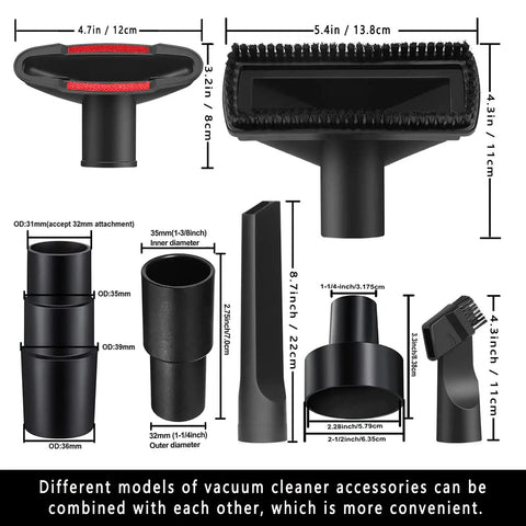 12 Piece Universal Vacuum Attachment Kit With Hair Brush And Flexible Crevice Tool Pro Grade Wet Dry Shop Vac Accessories Adapters