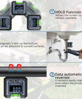 Three views of the Heavy Duty Digital Angle Finder And Smart Inclinometer with clear display and magnetic base for accurate measurements.