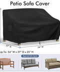 Waterproof Patio Loveseat Cover For 2 Seater Outdoor Furniture With Air Vent And Handles Fits 54W X 37D X 35H Inches Black