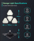 120W LED Garage Light 12000LM 6000K With 3 Adjustable Panels Screw In Ceiling Light Bulb specifications and measurements