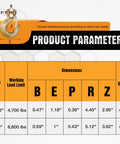 Three Eighths Inch Clevis Slip Hook Set With Safety Latch G70 product parameters chart and dimensions overview