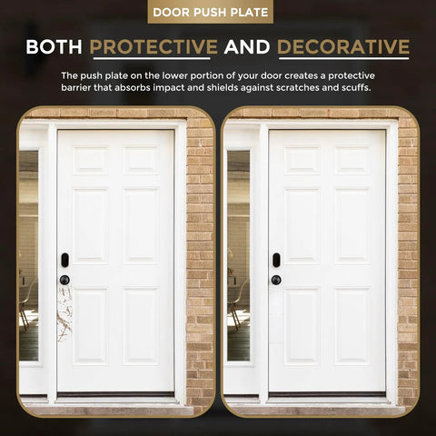 Tough As Nails Door Push Plate With Kickproof Reinforcement And Tight Security Guard For Main Entrance Protection Clean White Finish on door