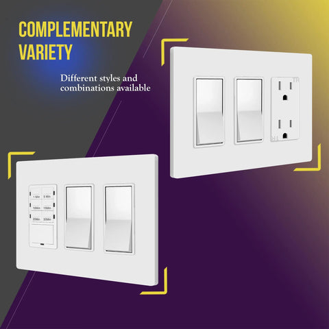 3-Gang Screwless Decorator Wall Plate With Child Safe Cover Unbreakable Polycarbonate Thermoplastic Glossy White Finish