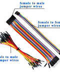 Colorful jumper wires for All In One 16 In 1 Smart Home Sensor Kit For Arduino And Raspberry Pi, includes male and female connectors