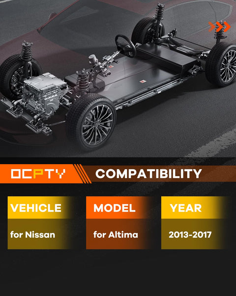 Chassis view of Nissan Altima 2013-2017, highlighting compatibility for Drop-In Front Strut Assembly Set includes Strut Mount