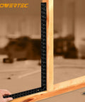 Built Tough 16 X 24 Inch Steel Framing Square Featuring Etched Rafter Tables and Sharp Measurement Lines for accurate layout.