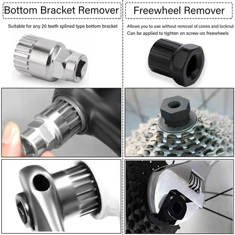All In One Bike Repair Tool Kit With Zipper Pouch 7 Piece Set Including Cassette Remover Chain Breaker Bottom Bracket Remover
