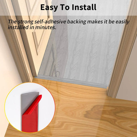 10 Foot Self Adhesive Floor Transition Strip In Gray Wood Grain Design for smooth transition between rooms, easy install.