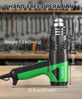 Side view of 1800W Industrial Heat Gun With Lightning Fast Heat Up 122F To 1202F Variable Temperature Control SG1004 on a workbench