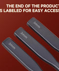 Super Handy Leather Hole Punch Tool Set with Interchangeable 2 4 6 Prong Attachments showing 3mm labeled ends