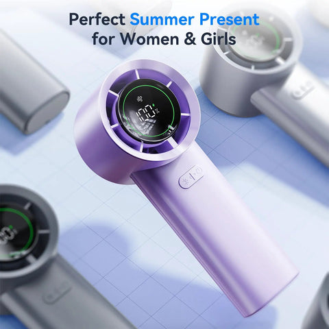 Turbo Handheld Fan With 100 Speed HD Digital Display Real Time Wind Gear And Battery Percentage Shows Your Power Level On The Fly