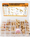Front view: 86-piece brass DOT air-brake fittings kit in clear case; assorted compression fittings for 1/8–5/8 in tubing
