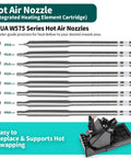 Pro Grade Hot Air Rework Station With Tiltable Display For Micro Soldering And SMD Repair, Eight Interchangeable Nozzles shown