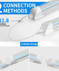 Ultra Bright 24W 3600LM 6500K D Shape T8 LED Shop Light linkable fixture close-up showing connection methods.