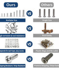 Comparison chart highlighting benefits of 320 Piece Small Metric Machine Screws Set With Nuts And Washers, M2 To M5, vs other brands