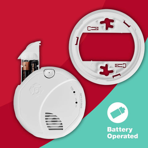Battery Powered ZWave Smoke And Carbon Monoxide Alarm That Works With Ring Alarm Base Station, 2nd Generation, showing batteries