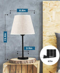 Two Pack Bedside Table Lamps Set for Bedroom and Living Room with Ivory Shade and Silver Base, 15.4in tall, modern design.